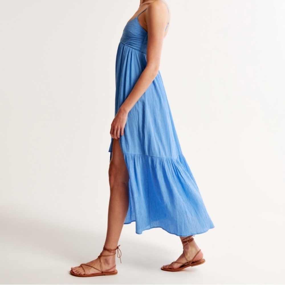 Abercrombie & Fitch Sky Blue Maxi Dress with Side Slit - Picture 3 of 13
